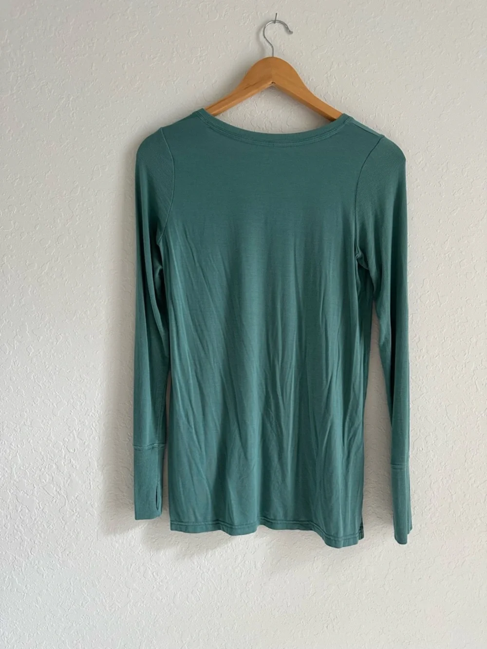 aerie Long Sleeve V-Neck Top in Teal Green - Picture 4 of 4